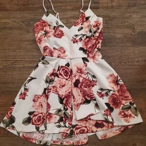 Purple Snow White Pink Floral Peplum Romper
